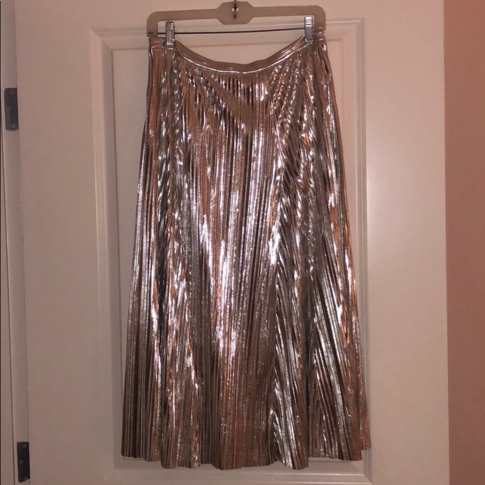 Gorgeous silver pleated T length skirt